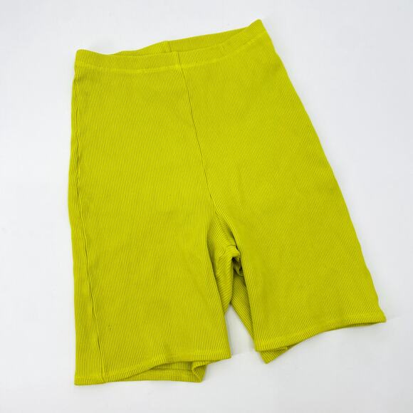 Urban Outfitters M highlighter Yellow ribbed biker Shorts - Picture 1 of 3